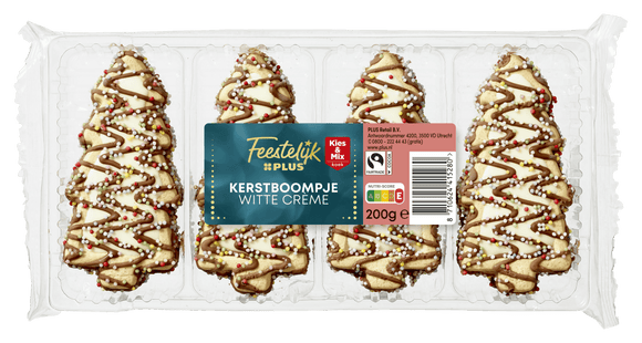 Feestelijk Kerstboomkoekjes witte creme Fairtrade