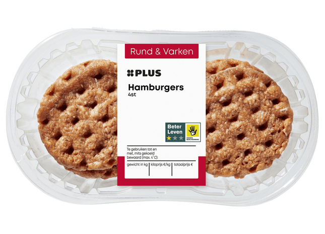 Hamburger varken-rund 4st  Dutchshopper