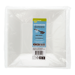 Bord herbruikbaar vierkant 18cm