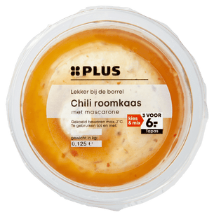 Roomkaas-mascarpone met chilisaus