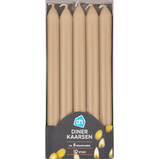 Dinerkaarsen beige 8 uur