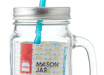 mason jar met rietje 450ml  Dutchshopper