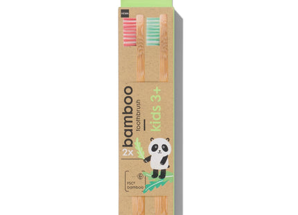 kinder tandenborstels bamboe - 2 stuks