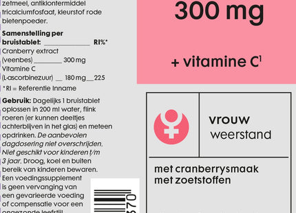 cranberry 300mg + vitamin C effervescent tablets - 20 pcs
