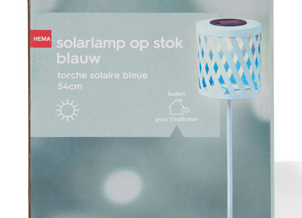 solar lamp on stick 54cm metal blue