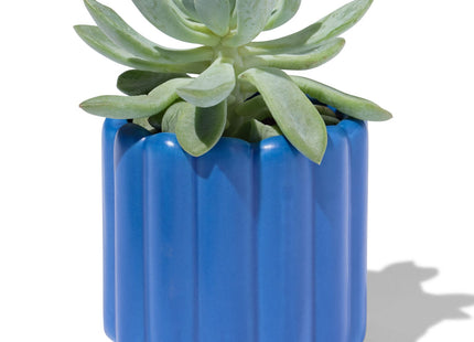 bloempot XS keramiek ribbel blauw