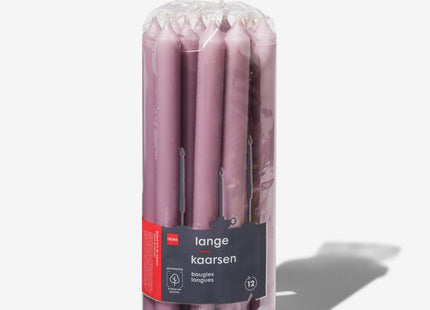 long household candles Ø2.2x29 lilac - 12 pcs