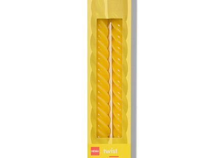 long household candles with twist Ø2x25 yellow - 2 pcs