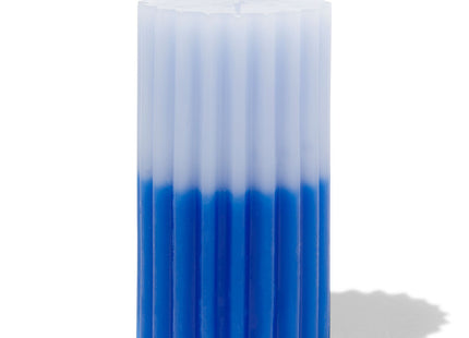 pillar candle with ribs Ø7x13 blue