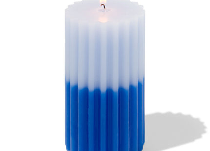 pillar candle with ribs Ø7x13 blue