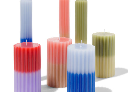 pillar candle with ribs Ø7x13 blue