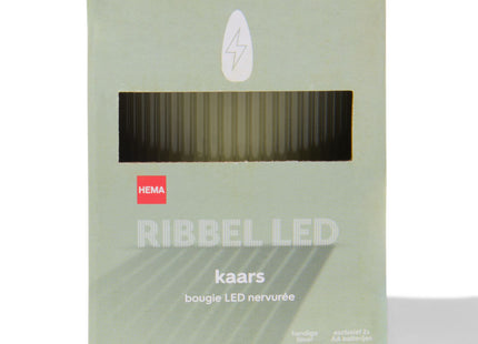 LED ribbel kaars met wax Ø7.5x10 lichtgroen