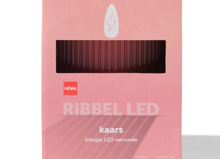 LED ribbel kaars met wax Ø7.5x10 donkerroze