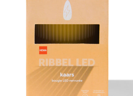 LED ribbel kaars met wax Ø7.5x10 okergeel