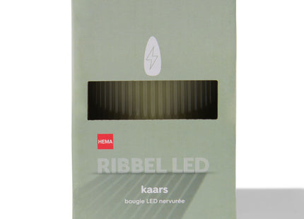 LED ribbel kaars met wax Ø7.5x12.5 lichtgroen