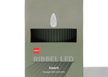 LED ribbel kaars met wax Ø7.5x12.5 donkergroen