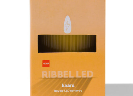 LED ribbel kaars met wax Ø7.5x12.5 okergeel