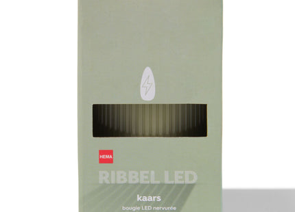 LED ribbel kaars met wax Ø7.5x15 lichtgroen