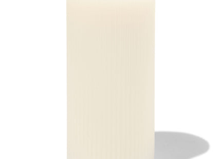 LED ribbed candle with wax Ø7.5x15 ivory