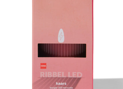 LED ribbel kaars met wax Ø7.5x15 donkerroze