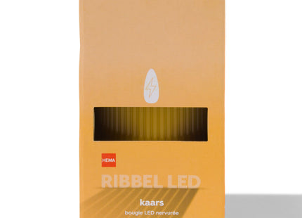 LED ribbel kaars met wax Ø7.5x15 okergeel