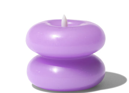 LED shaped candle with wax Ø10x7.5 lilac