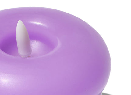 LED shaped candle with wax Ø10x7.5 lilac