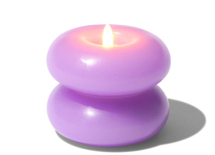 LED shaped candle with wax Ø10x7.5 lilac