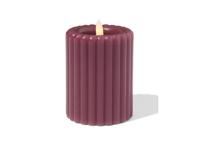 led kaars ⌀7.5x10cm ribbel aubergine