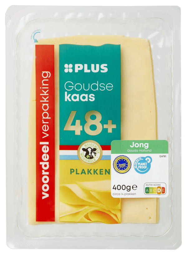 Young Gouda cheese slices 48+