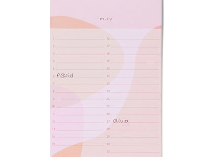 verjaardagskalender 28x16 roze