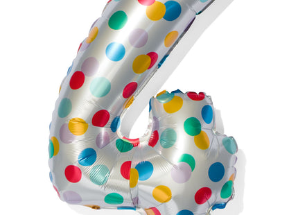 folieballon met confetti XL cijfer 4