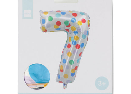 folieballon met confetti XL cijfer 7