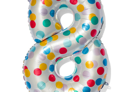 folieballon met confetti XL cijfer 8