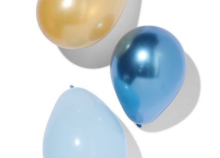 ballonnen Ø23cm blauw-goud - 20 stuks