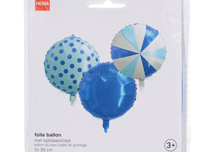 folieballon blauw 3 stuks  Dutchshopper