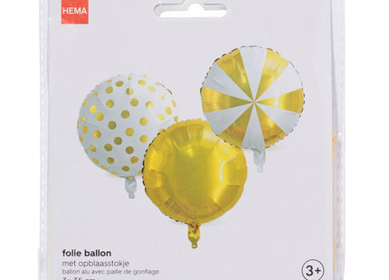 folieballon goud 3 stuks