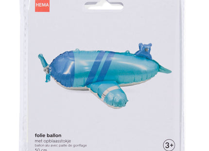 folieballon 3D vliegtuig  blauw