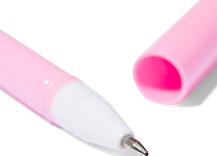 pen pompon blauwschrijvend roze/geel/lila