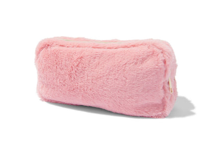 etui met dubbele rits fluffy roze