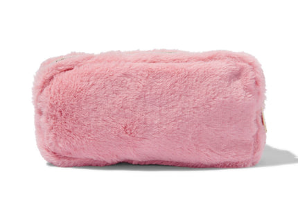 etui met dubbele rits fluffy roze