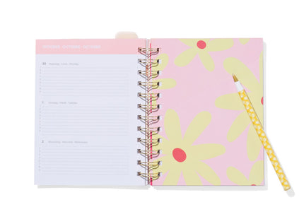 schoolagenda 24/25 met spiraal en insteekhoes 16.5x12.5 roze