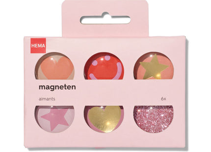 magneten roze - 6 stuks