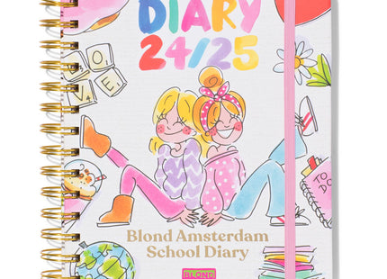 Blond Amsterdam school diary 24/25 with spiral 19.2x15.7