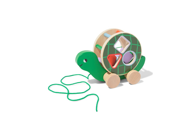 trekdier schildpad met geluid 22x15.5x10cm hout