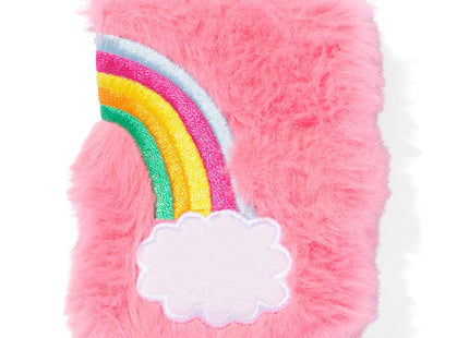 notitieboek 7.5x9.5cm fluffy regenboog