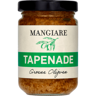 Mangiare groene olijven tapenade