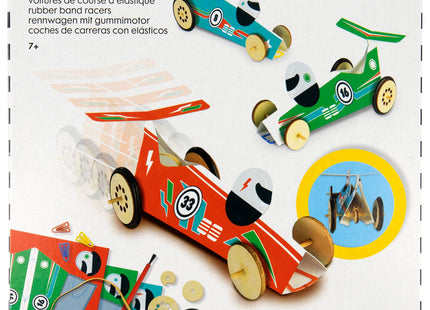 rubber band racers knutselpakket- 3 stuks