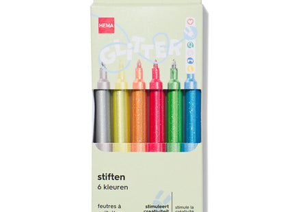 glitterstiften - 6 stuks