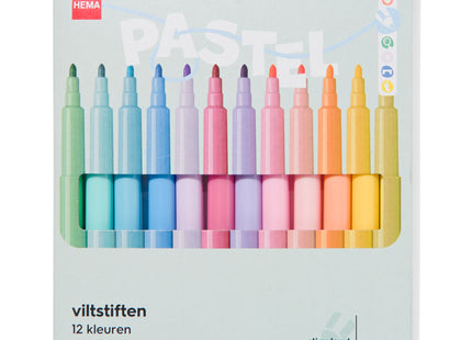 viltstiften pastelkleuren - 12 stuks